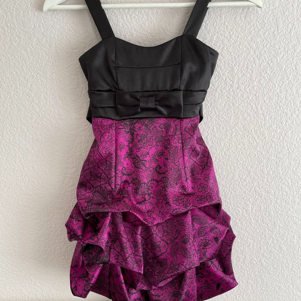 Roxette Satin Floral Tie Back Dress Girls Size 7